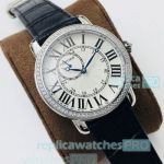 Swiss Replica Ronde De Cartier Stainless Steel Diamond Watch EGF
